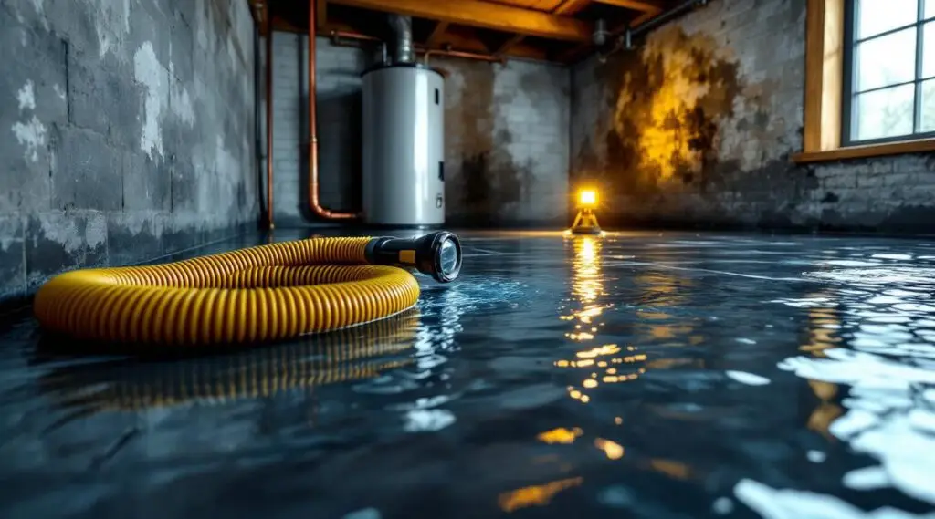 StarPro Restoration technician using professional water extraction machinery on a flooded Mesa home floor.