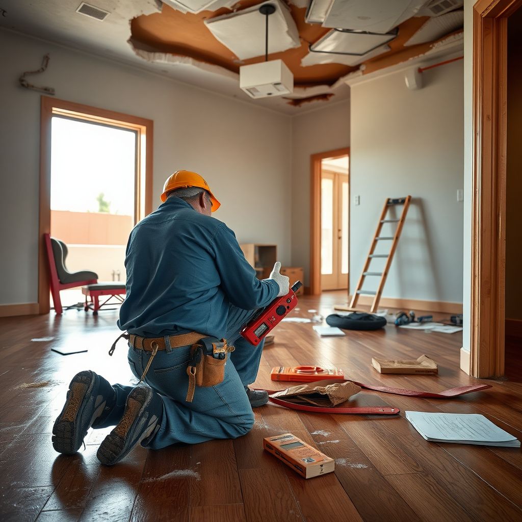 An industrial dehumidifier and air movers placed inside a Scottsdale home to dry water-damaged drywall.